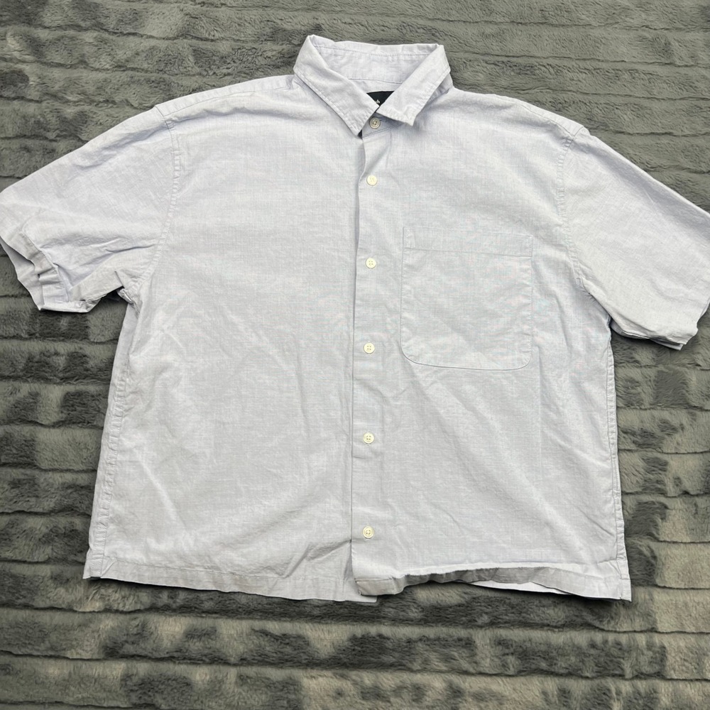 Abercrombie & Fitch Mens Light Blue Cropped Stretch Short Sleeve Shirt Small